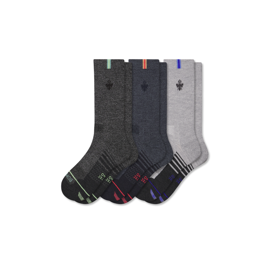 Men's Merino Wool Blend Run Calf Sock 3-Pack - Daily Cushion