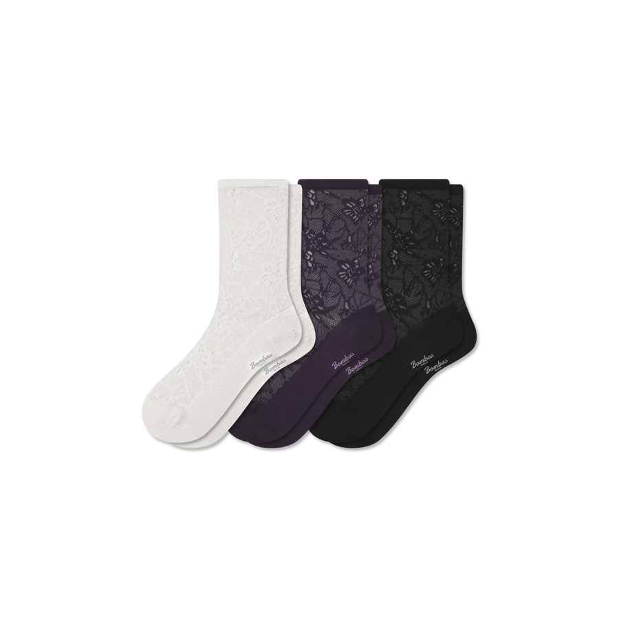 Women’s Floral Lace Half Calf Sock 3-Pack - Fresh Choice