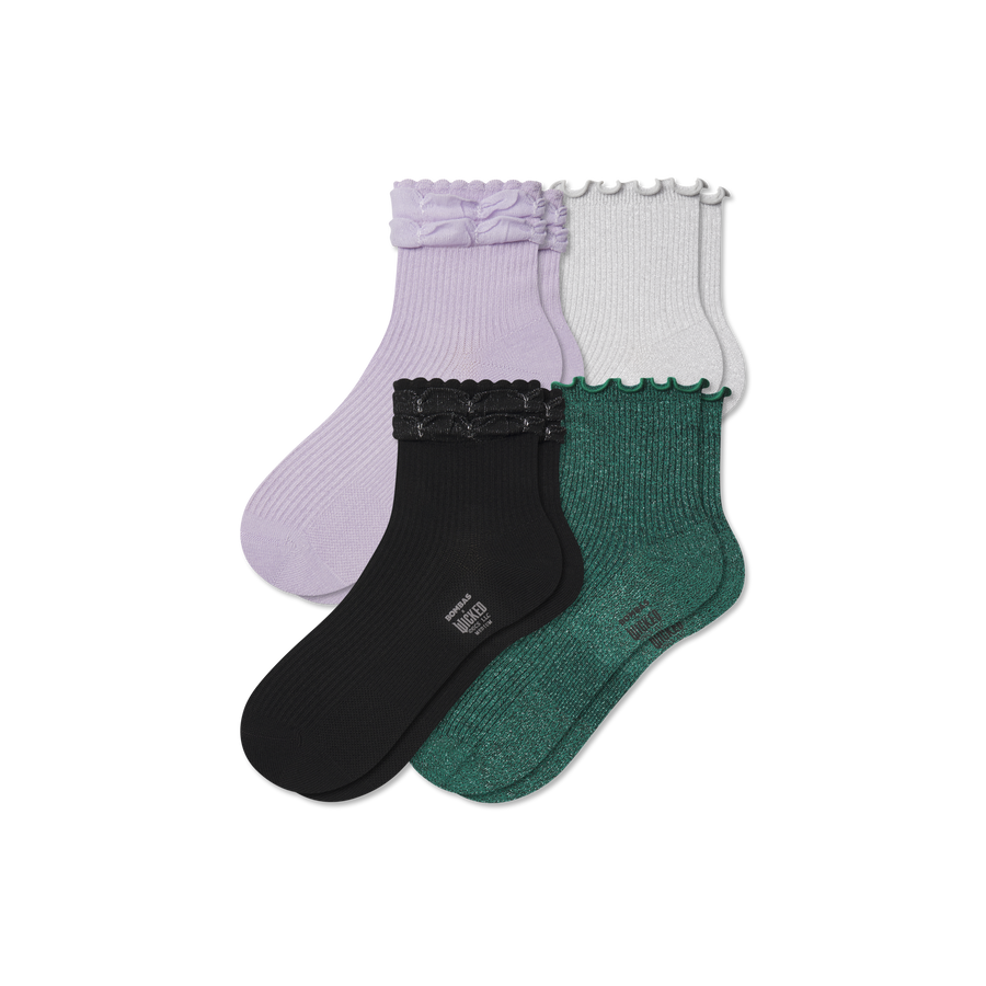 Wicked x Bombas Ruffle Quarter Sock 4-Pack - All Day Fit