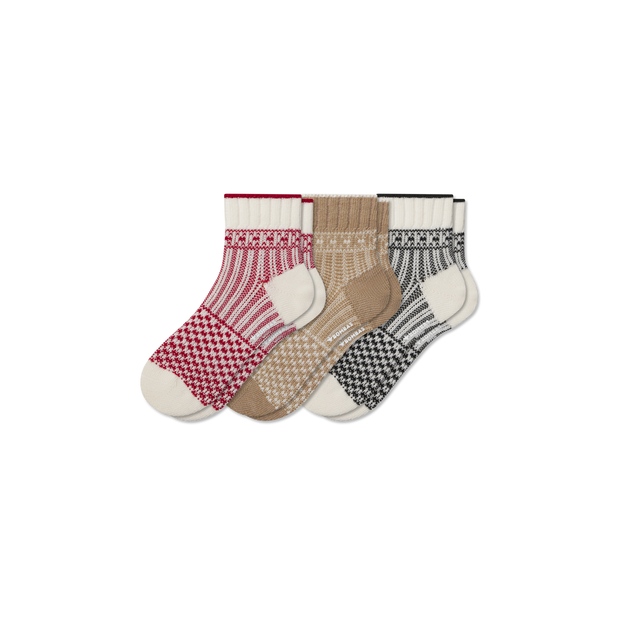 Women's Merino Wool Blend Sweater Quarter Sock 3-Pack - Soft Step