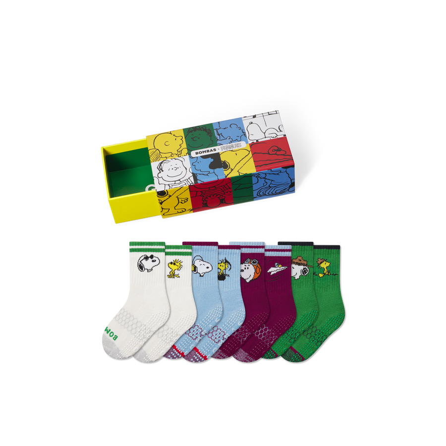 Peanuts x Bombas: Junior Gripper Calf Sock 4-Pack Gift Box - Travel Pair