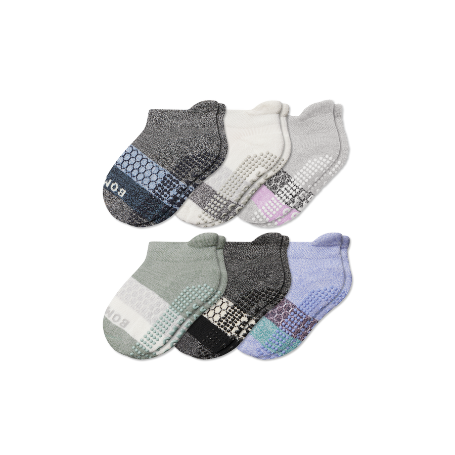 Toddler Tri-Block Gripper Ankle Sock 6-Pack - Clean Finish