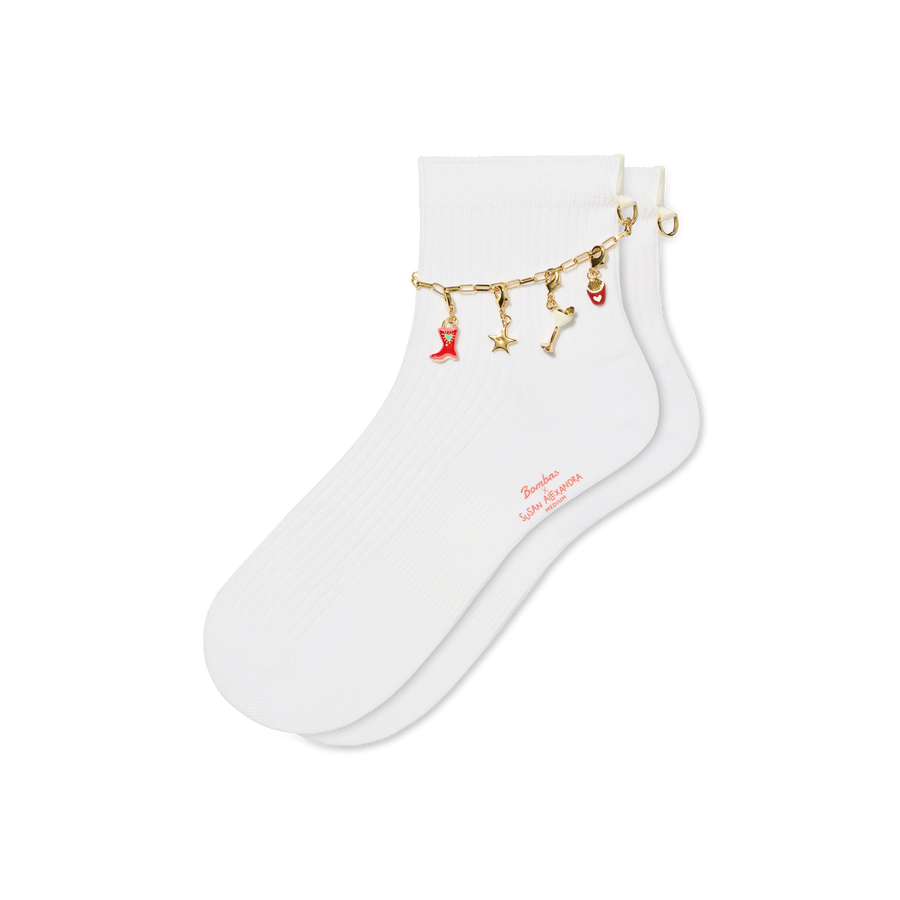Bombas x Susan Alexandra Charms and Anklet Quarter Socks - Fresh Step