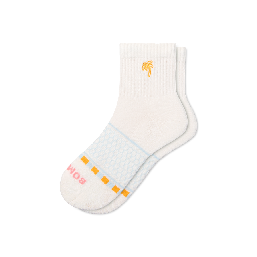 Women's Beach Day Embroidered Quarter Socks - Easy Choice