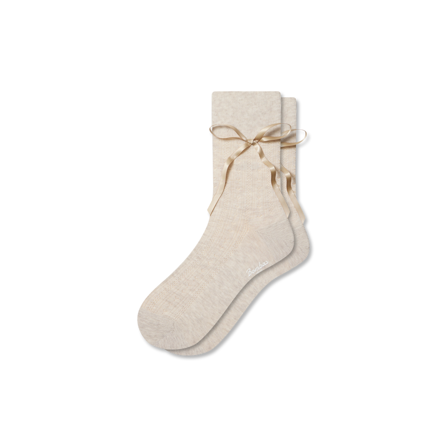 Women’s Pointelle Bow Half Calf Socks - Daily Cushion