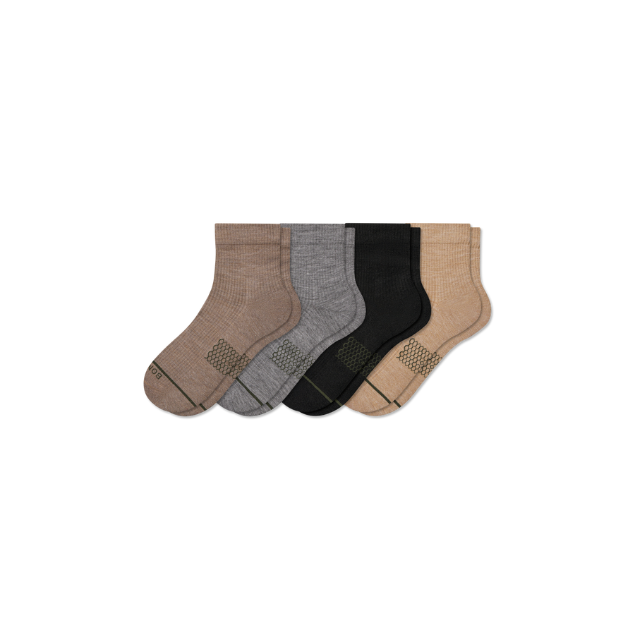Women's Merino Wool Blend Modern Rib Quarter Sock 4-Pack - Daily Pick