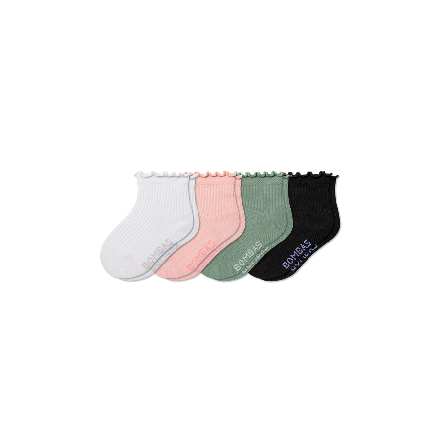 Toddler Ruffle Rib Calf Sock 4-Pack - Travel Pair