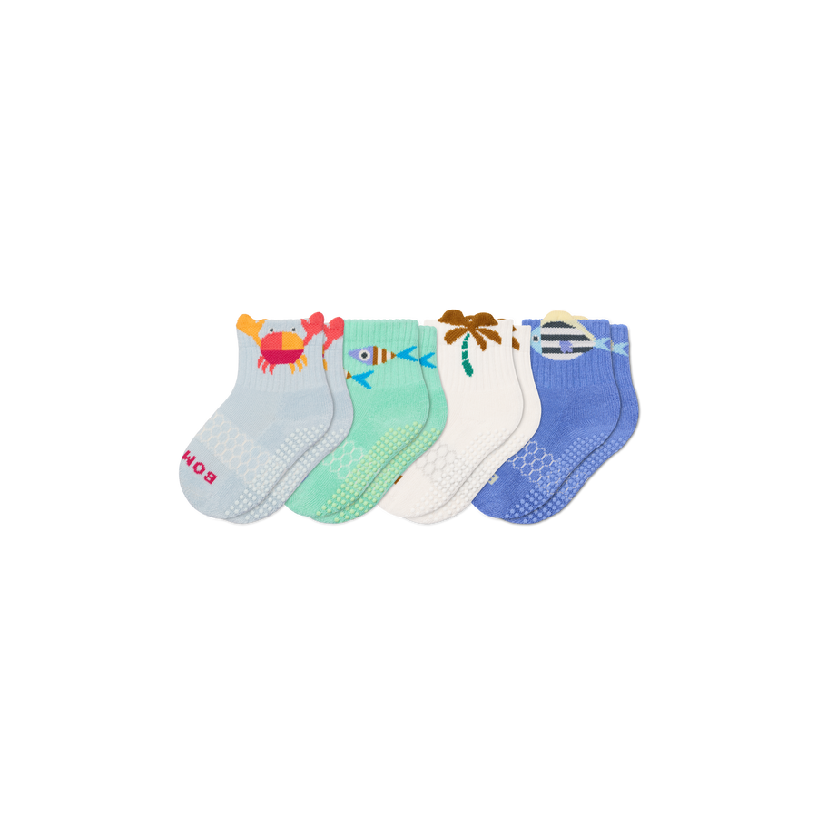 Toddler Seaside Gripper Calf Sock 4-Pack - Soft Step