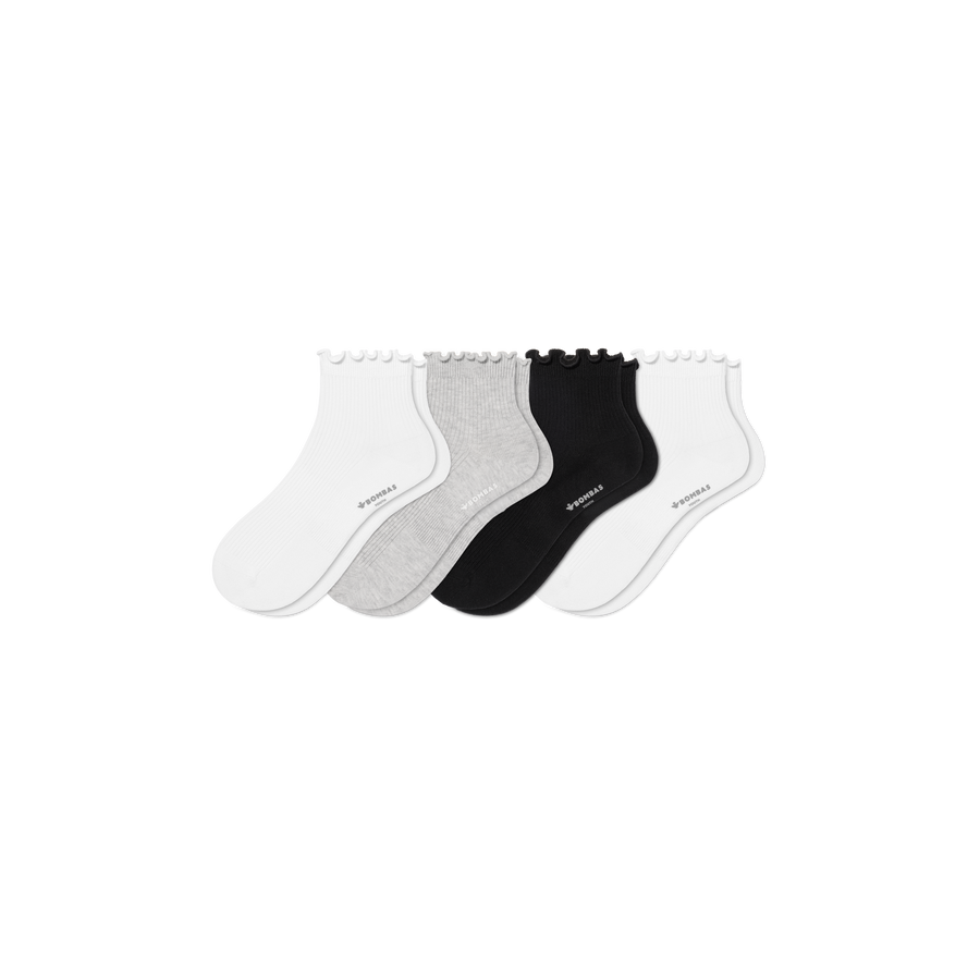 Youth Ruffle Rib Quarter Sock 4-Pack - Fresh Step