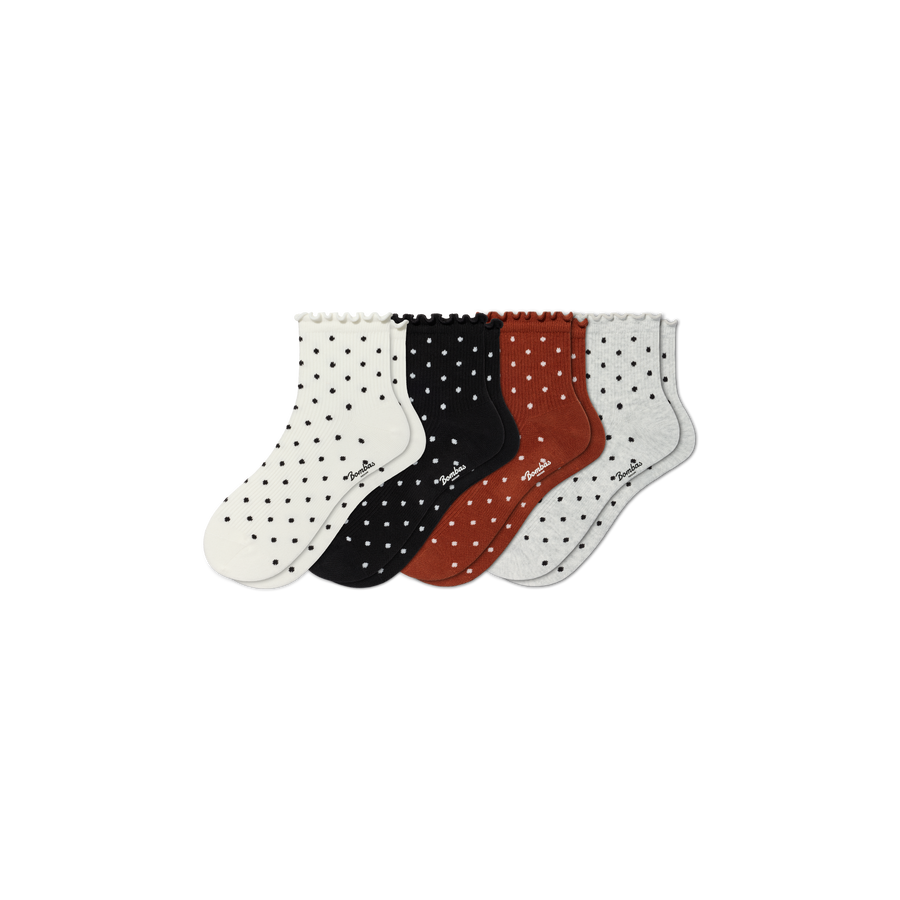 Women's Ruffle Rib Quarter Sock 4-Pack - Fresh Choice