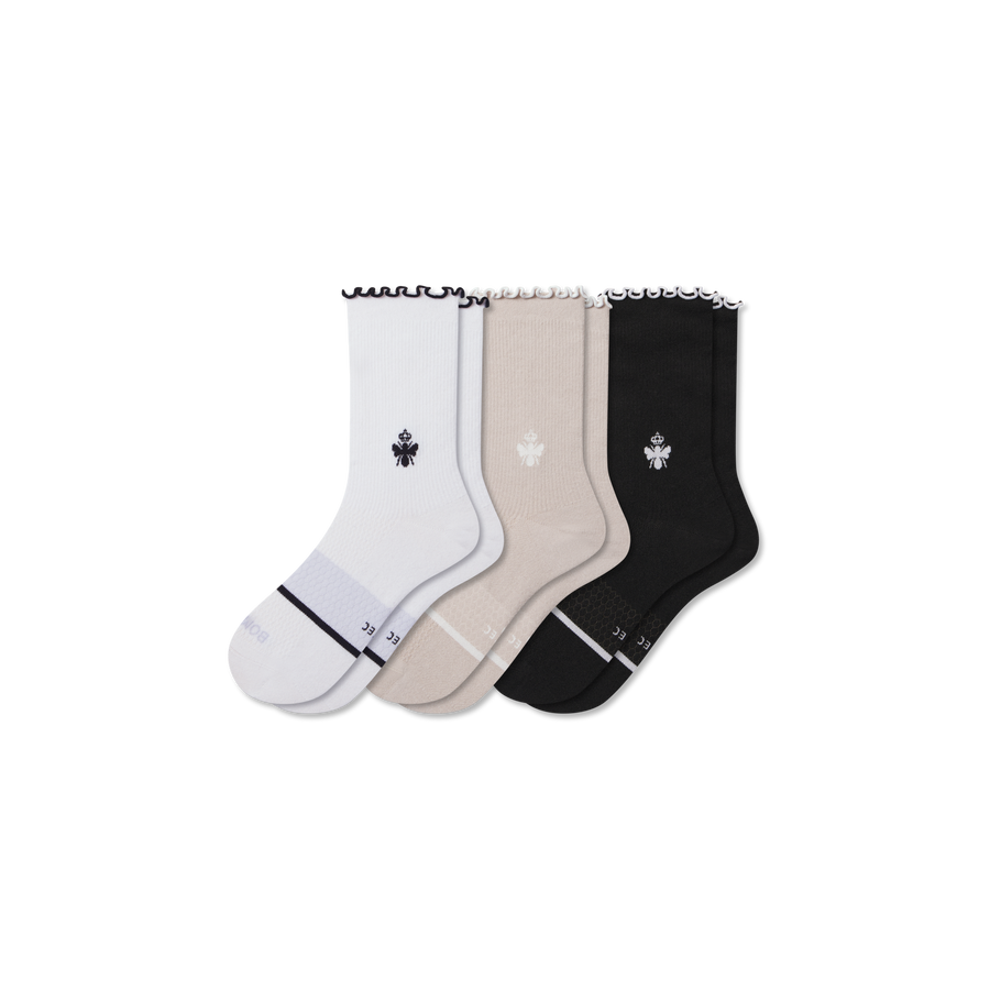 Women’s Ruffle Sport Half Calf Sock 3-Pack - Light Cushion