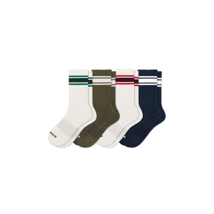 Men's Vintage Stripes Half Calf Sock 4-Pack - Travel Pair