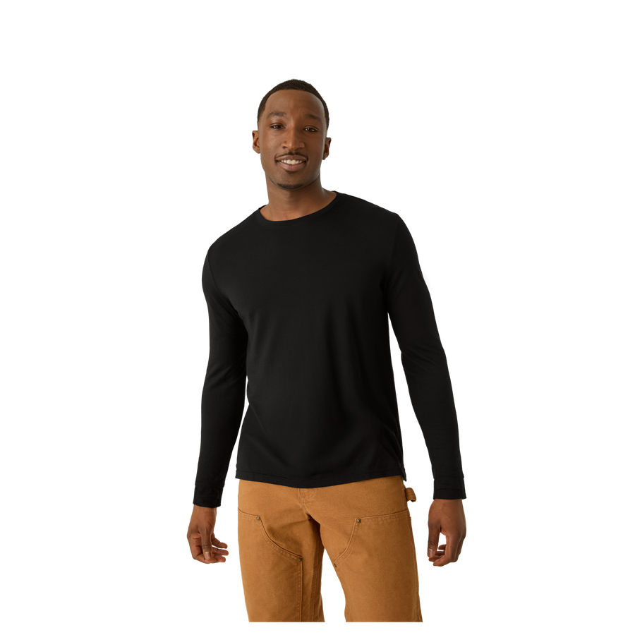 Men's Merino Wool Blend Crew Neck Long Sleeve T-Shirt - Soft Fit