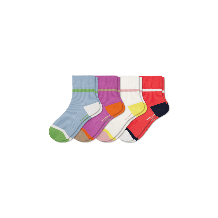 Youth Ribbed Quarter Sock 4-Pack - Essential Ready