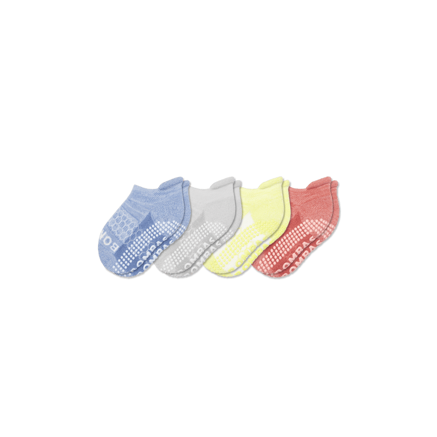 Toddler Two Tone Gripper Ankle Sock 4-Pack - Clean Finish