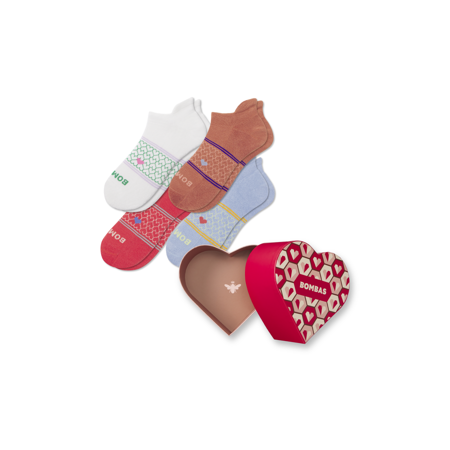 Women's Hearts Ankle Sock 4-Pack Gift Box - Ready Pair