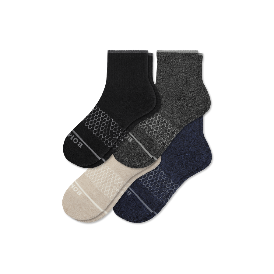 Men's Merino Wool Blend Quarter Sock 4-Pack - Clean Finish