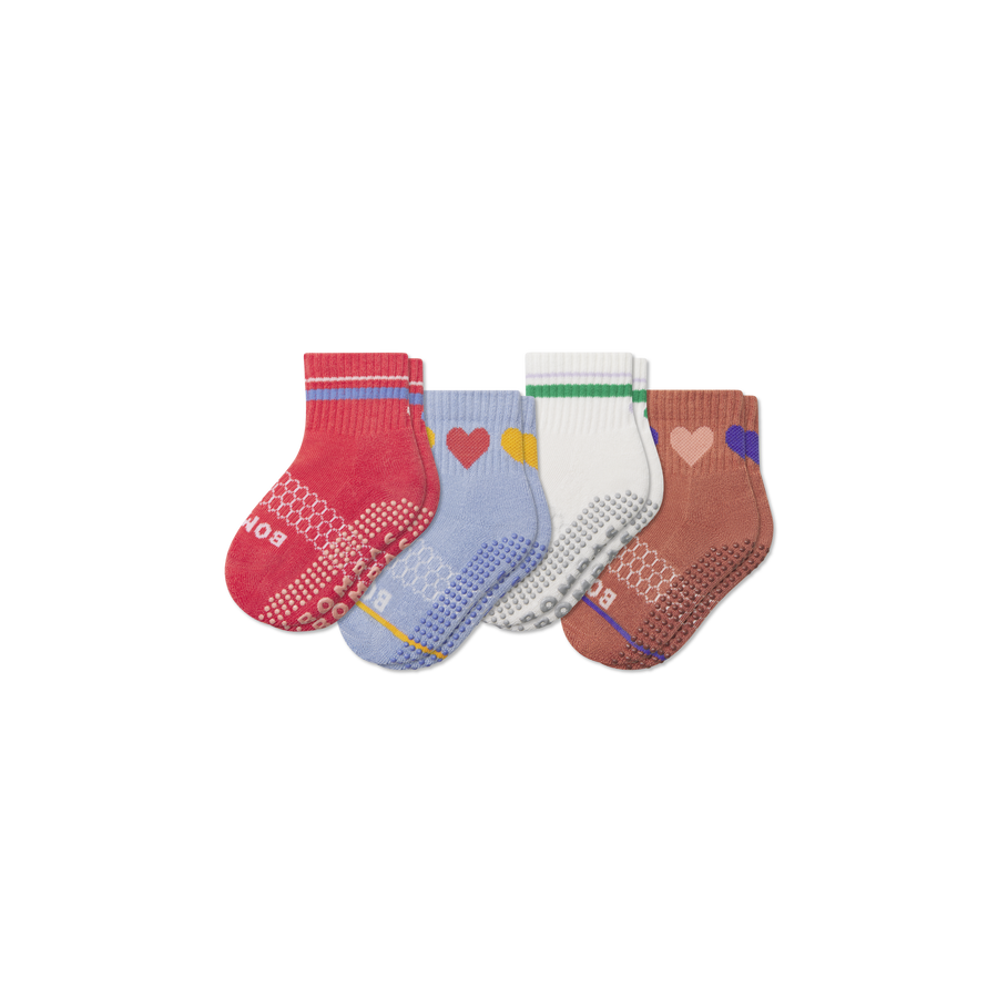 Toddler Hearts Gripper Calf Sock 4-Pack - Premium Pick