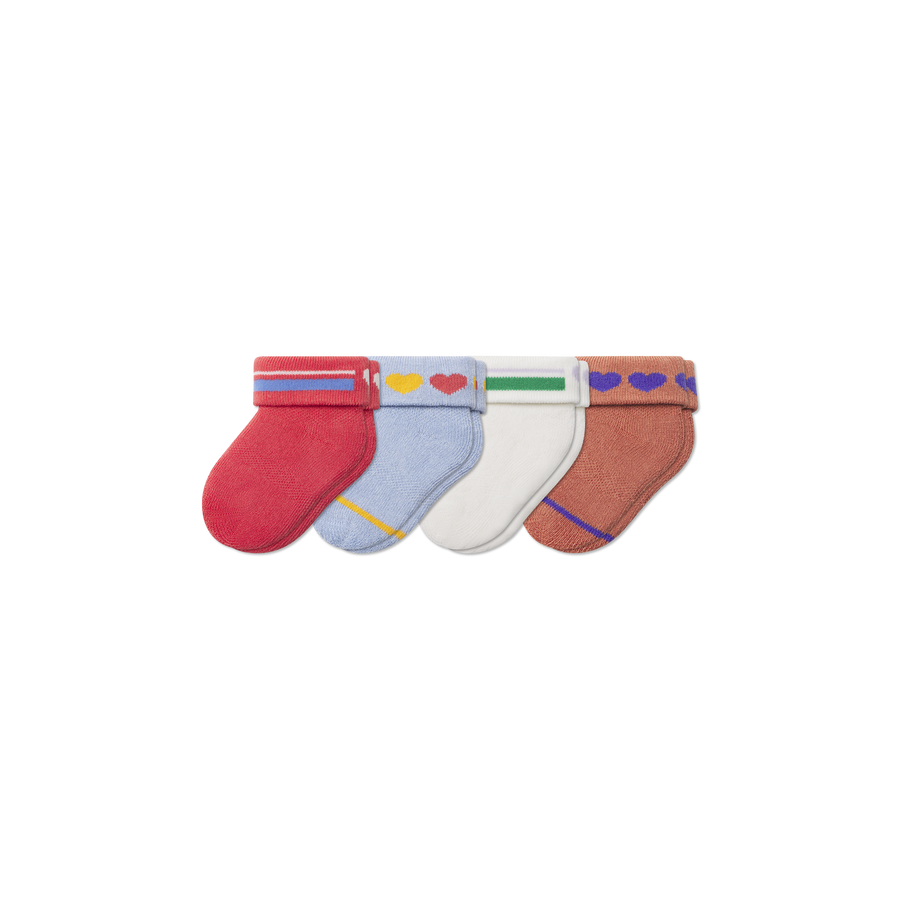 Baby Hearts Sock 4-Pack (0-6 Months) - Soft Step