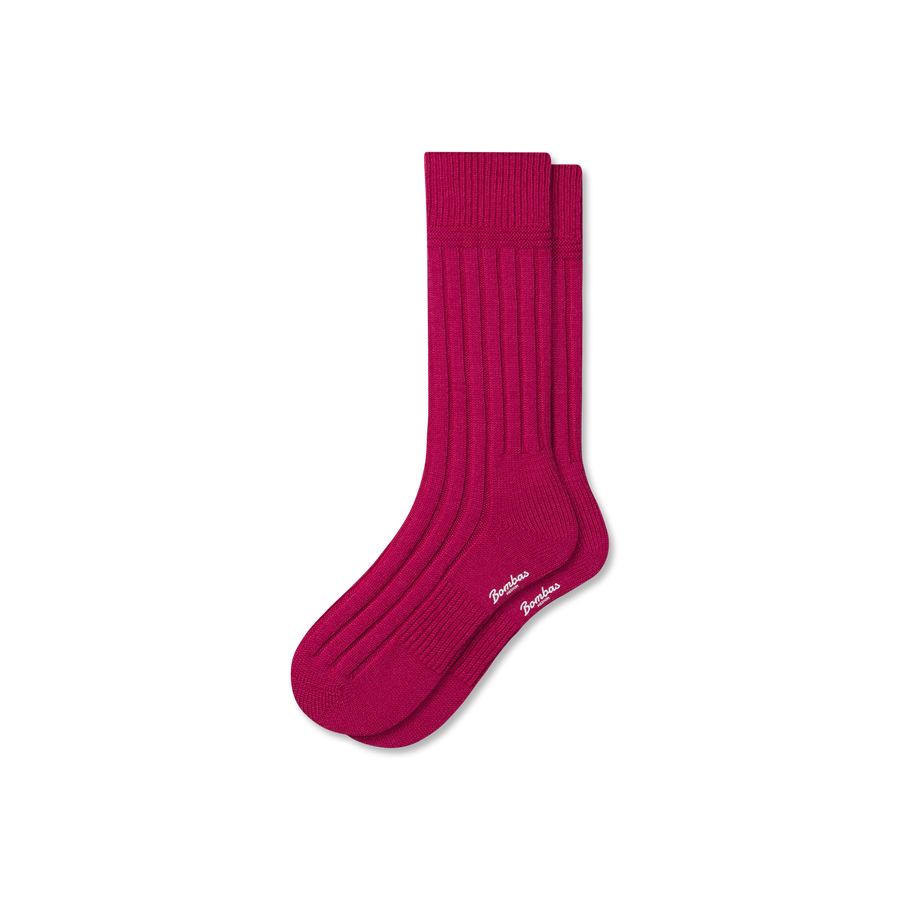 Women's Merino Cashmere Blend Rib Calf Socks - Soft Step