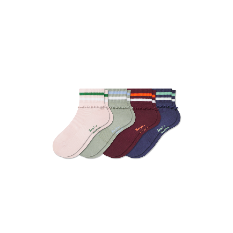 Youth Ruffle Quarter Sock 4-Pack - Fresh Step