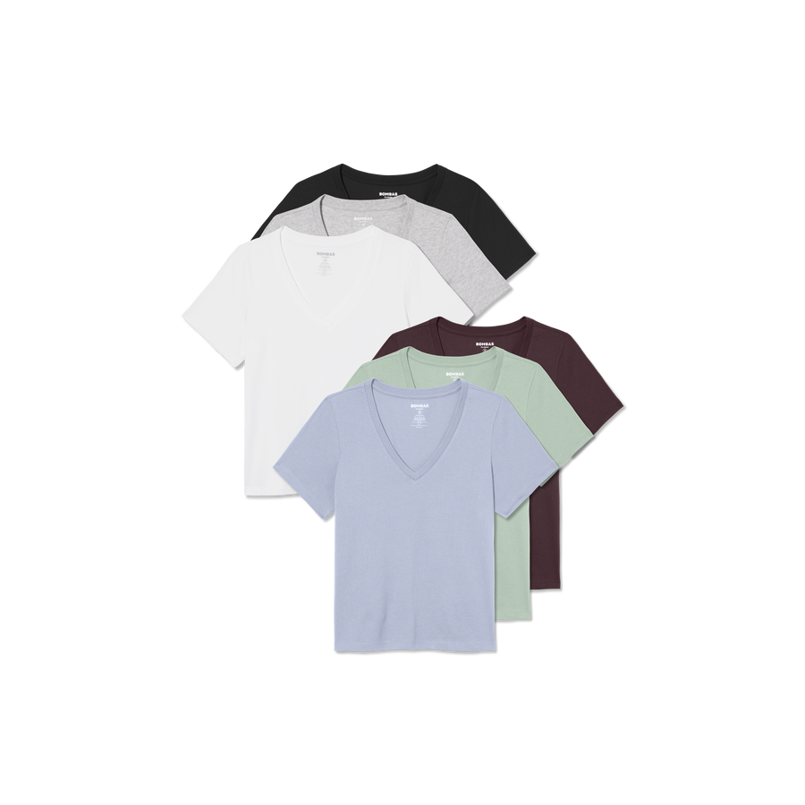Women's Pima Cotton V-Neck T-Shirt 6-Pack - Everyday Layer