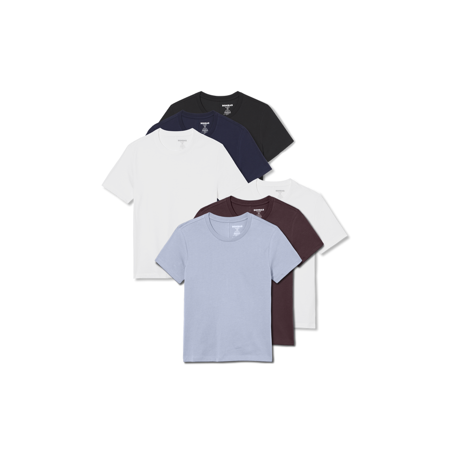 Women's Pima Cotton Slim Crew Neck T-Shirt 6-Pack - Easy Wear