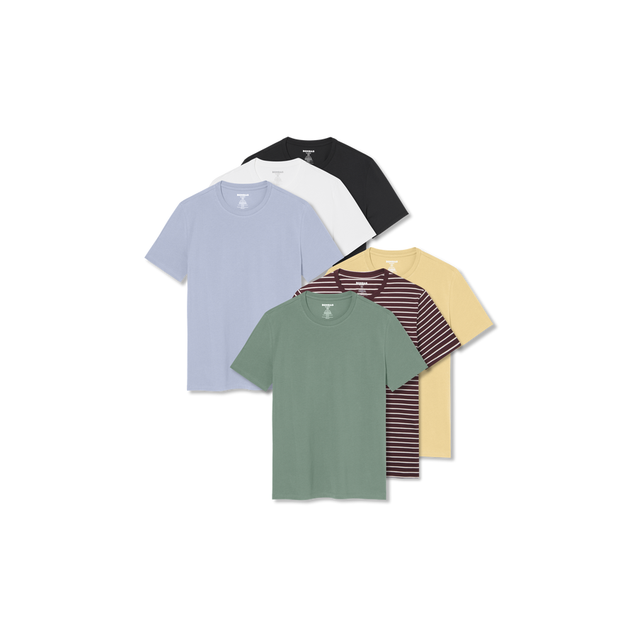 Men's Pima Cotton Crew Neck T-Shirt 6-Pack - Clean Finish