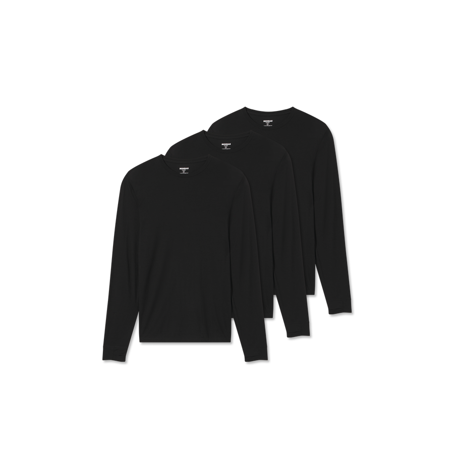 Men's Merino Wool Blend Crew Neck Long Sleeve T-Shirt 3-Pack - Weekend Pair