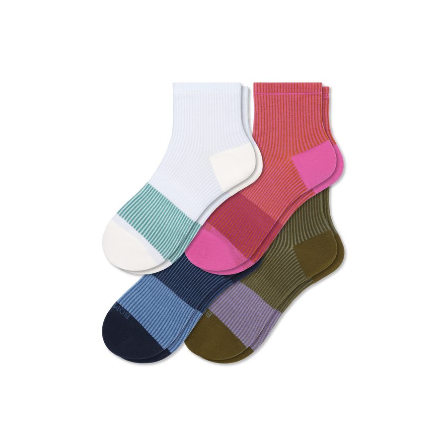 Women’s Stripe Quarter Sock 4-Pack - Travel Pair