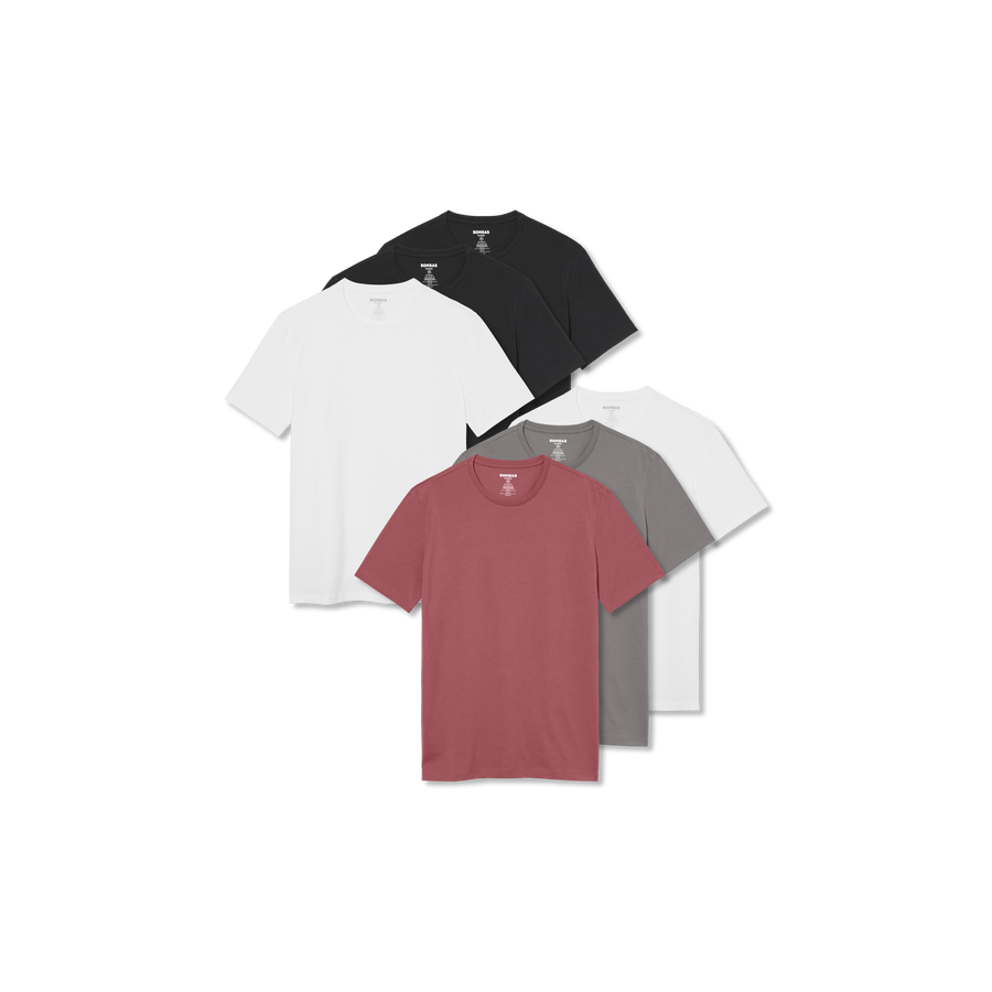Men's Pima Cotton Slim Crew Neck T-Shirt 6-Pack - Daily Comfort