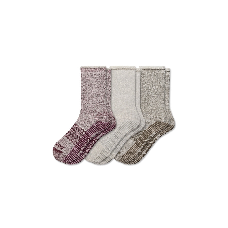 Women’s Roll-Top Merino Blend Gripper House Sock 3-Pack - Fresh Step