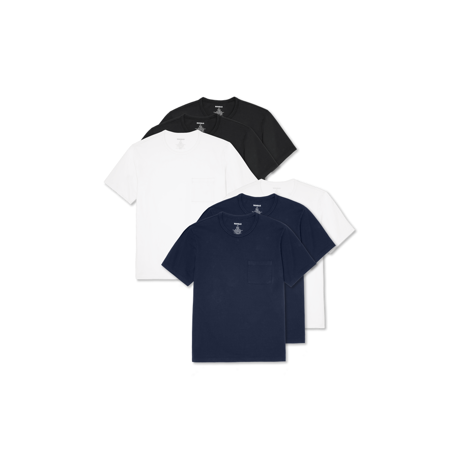 Men's Premium Weight Pocket Crew Neck T-Shirt 6-Pack - Soft Support