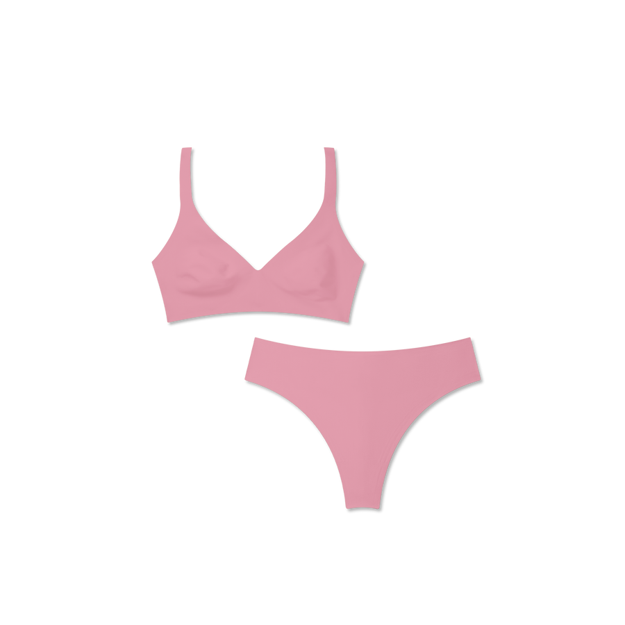 Women’s No Show Plunge Bralette + Thong Pack - Essential Ready