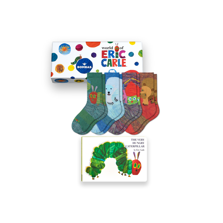 Youth Eric Carle Calf Sock 4-Pack Gift Box & Book - Ready Pair