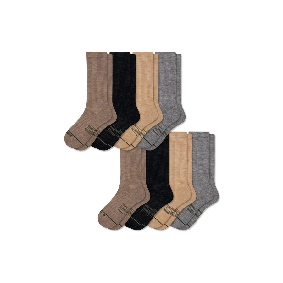 Men's Merino Wool Blend Modern Rib Calf Sock 8-Pack - Modern Touch