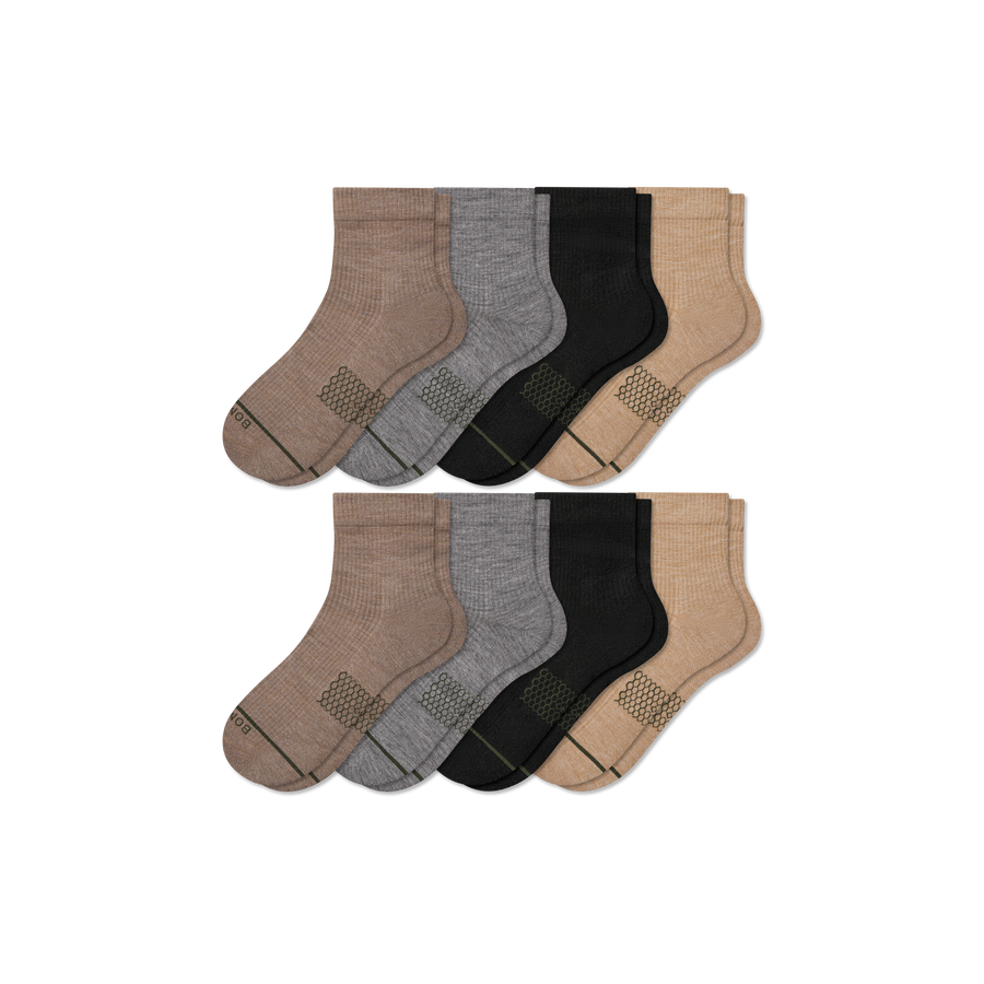Women's Merino Wool Blend Modern Rib Quarter Sock 8-Pack - Premium Pick