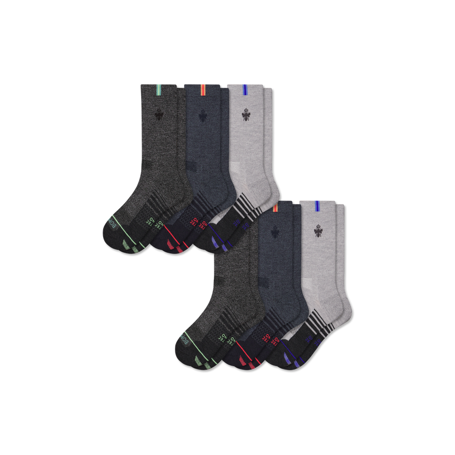 Men's Merino Wool Blend Run Calf Sock 6-Pack - Daily Step