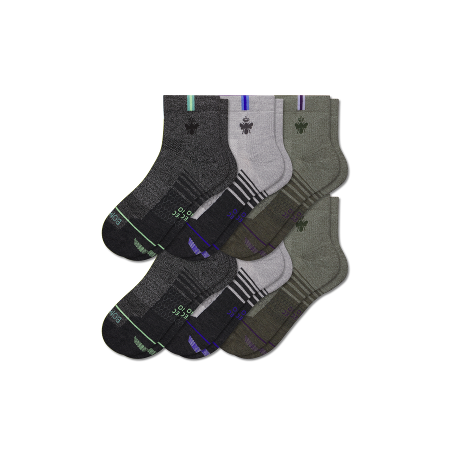 Men's Merino Wool Blend Run Quarter Sock 6-Pack - Ready Pick