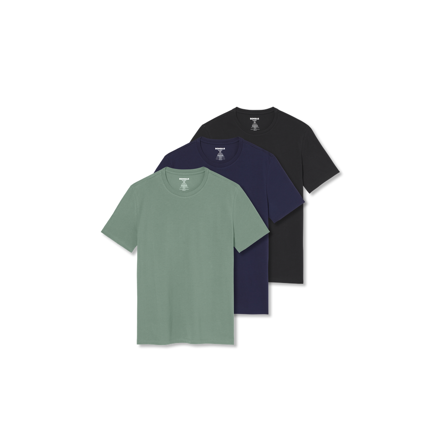Men's Pima Cotton Crew Neck T-Shirt 3-Pack - Easy Stretch