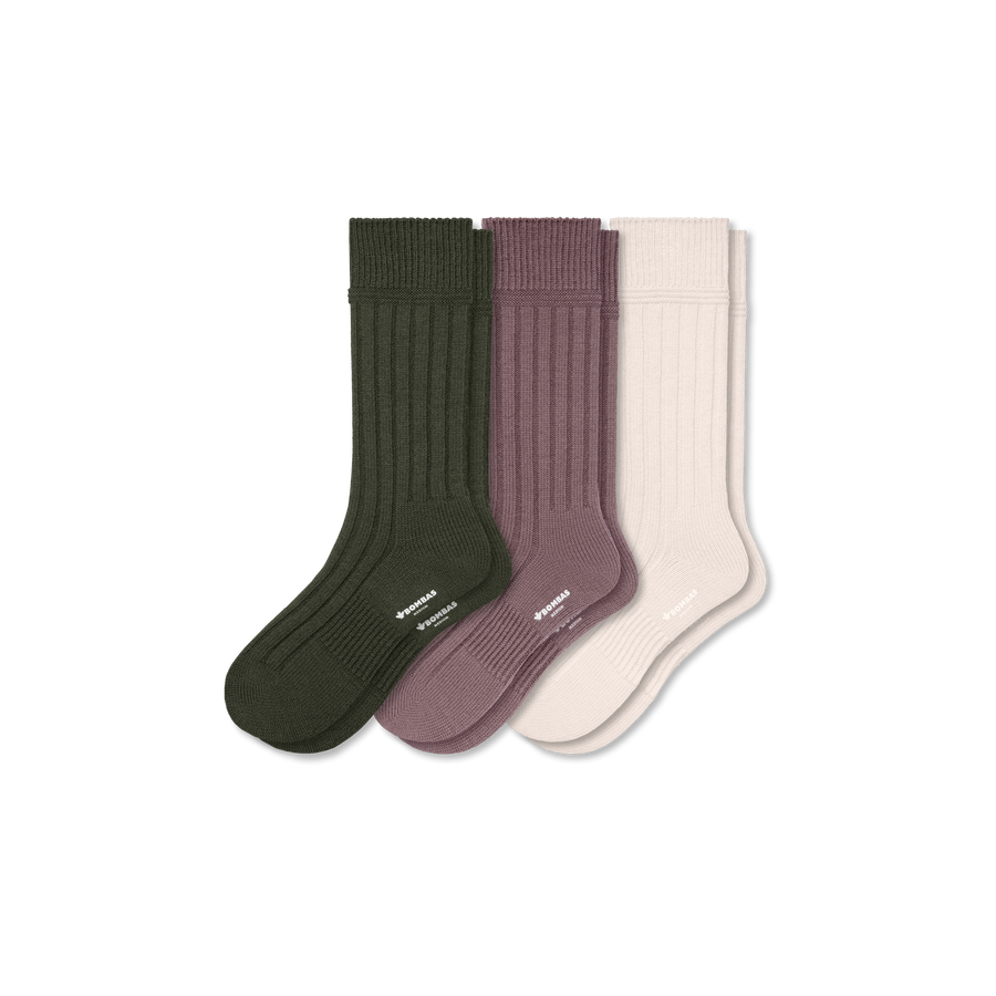 Men's Merino Blend Rib Calf Sock 3-Pack - Soft Step