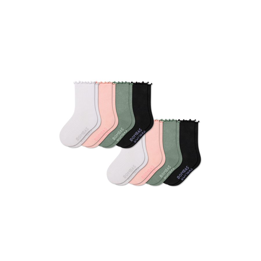 Junior Ruffle Rib Calf Sock 8-Pack - Clean Finish