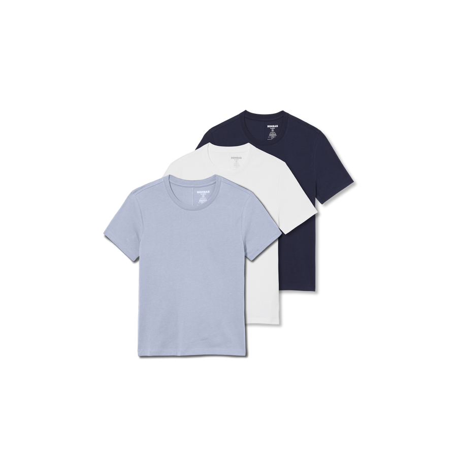 Women's Pima Cotton Slim Crew Neck T-Shirt 3-Pack - Cozy Step