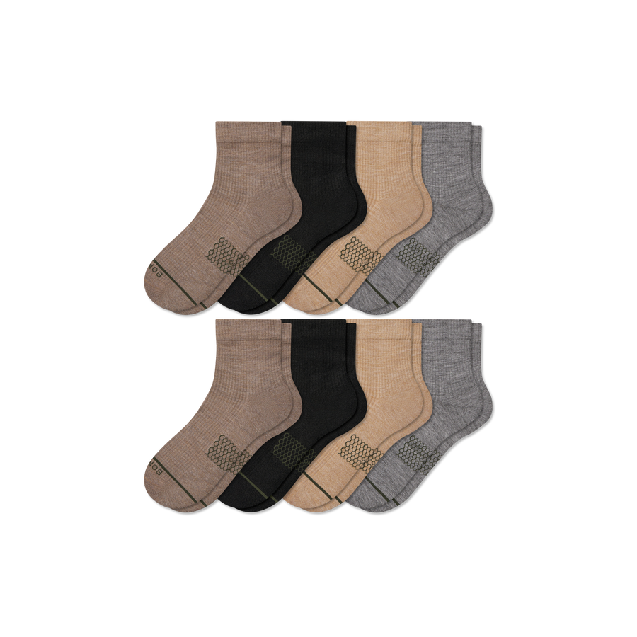 Men's Merino Wool Blend Modern Rib Quarter Sock 8-Pack - Clean Finish