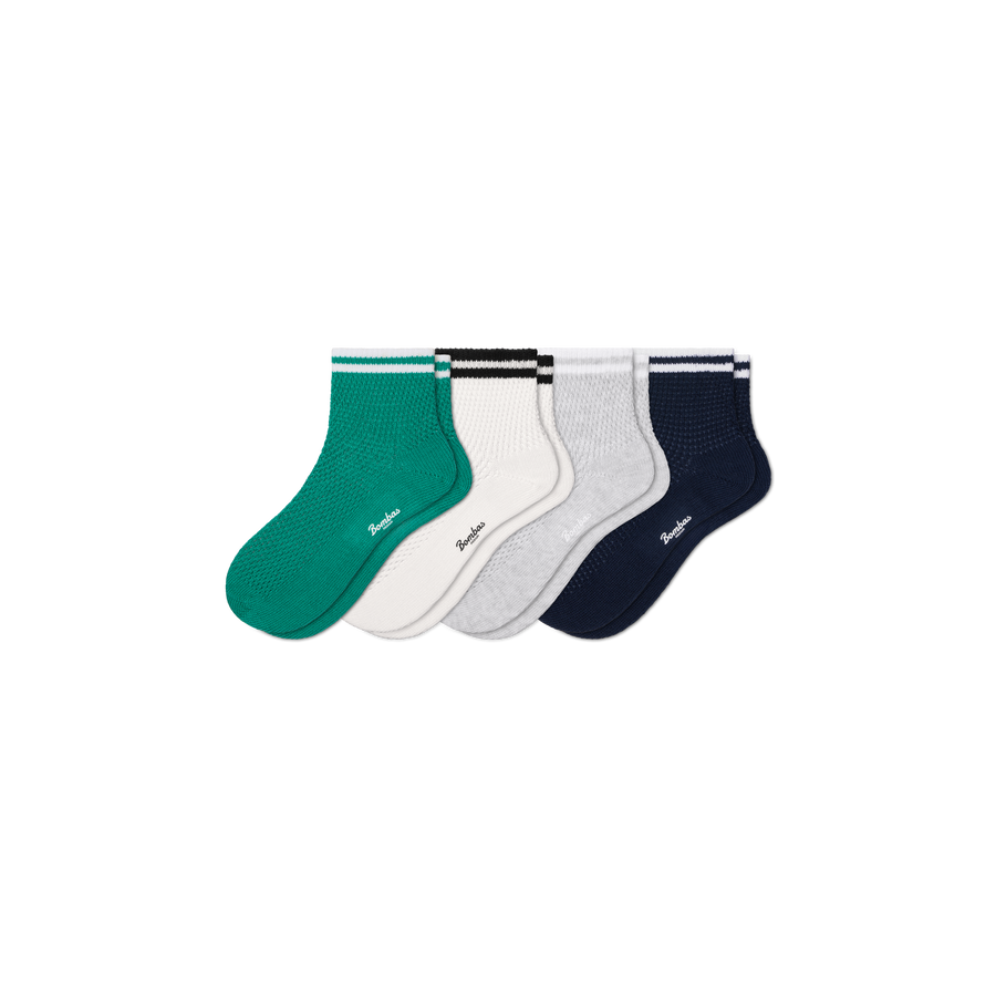 Women's Vintage Stripes Open Knit Quarter Sock 4-Pack - Travel Pair