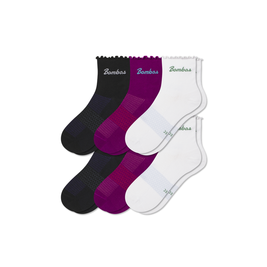 Women’s Ruffle Sport Quarter Sock 6-Pack - Soft Step