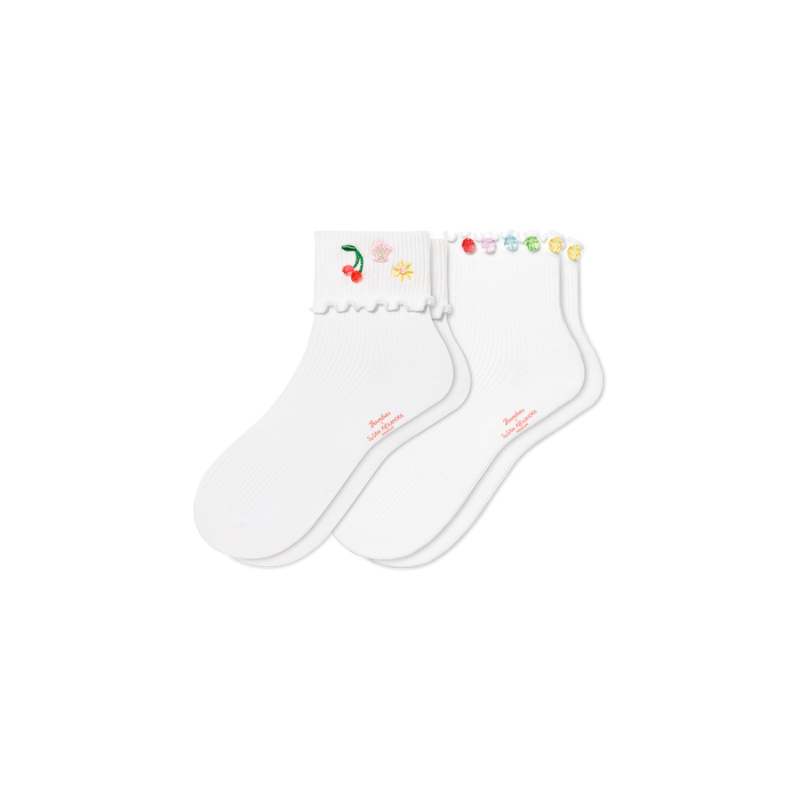 Bombas x Susan Ruffle Rib Quarter Sock 2-Pack - Ready Pick