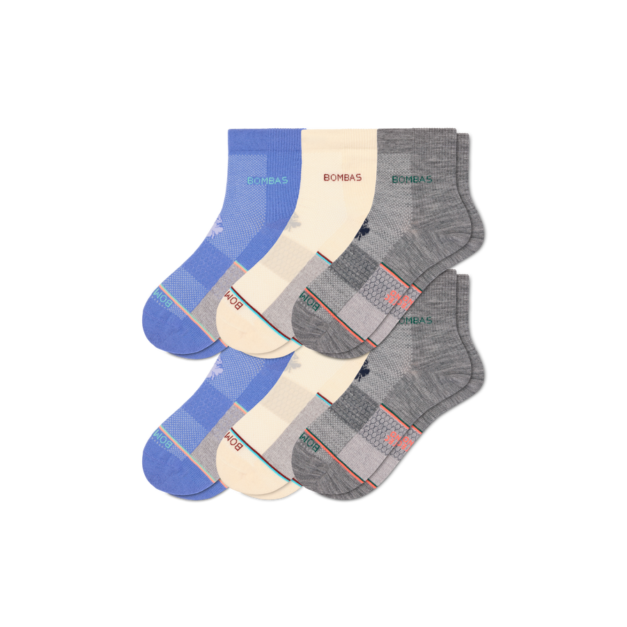 Women's Sport Merino Wool Blend Quarter Sock 6-Pack - Ready Pair